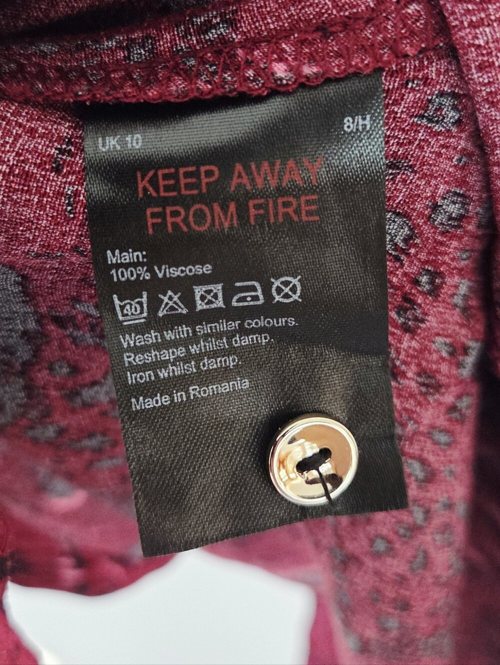 Karen Millen Leopard head woven midi shirt dress Red Burgundy Size 6 - Picture 8 of 8